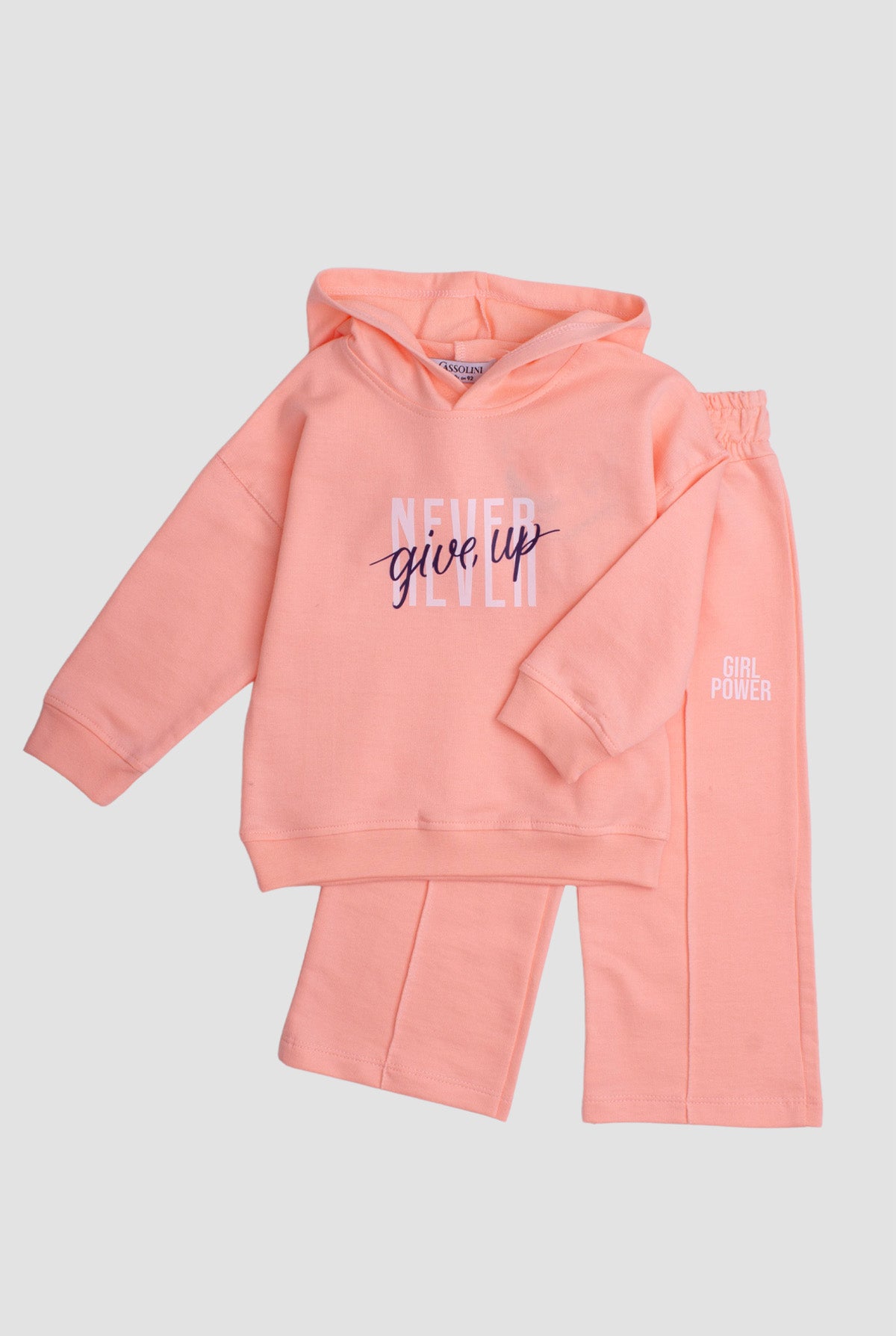 Kız Çocuk Kapüşonlu Yazı Baskılı Sweatshirt ve Eşofman Altı 2'li Takım